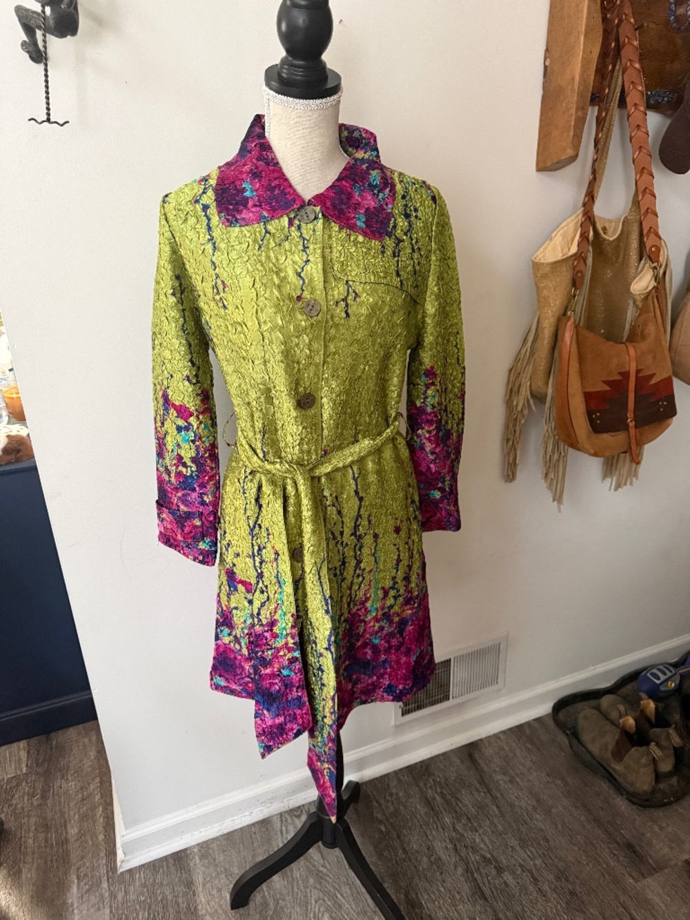 ROSSI ROMA Belted Textured Tunic S